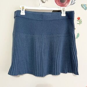 Aerie Blue Pleated/ Ribbed A-Line Mini Skirt L